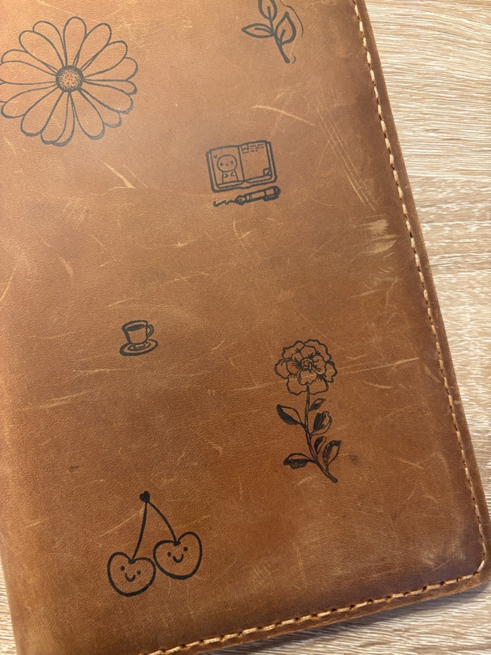 A5 Slim Leather Stamped Cover for Notebook Planner - Picture 6 of 12